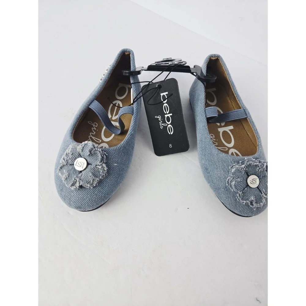 NEW Bebe Girls Toddler Shoes‎ Denim sz 8 Flats floral